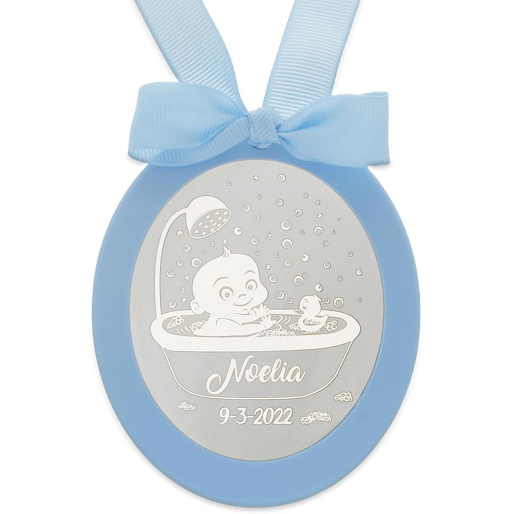 MEDALLA CUNA PLATA 925MM OVALADA BEBE BAÑERA