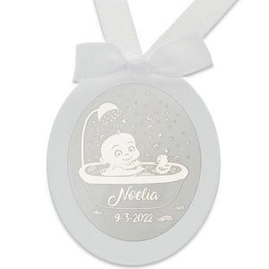 MEDALLA CUNA PLATA 925MM OVALADA BEBE BAÑERA