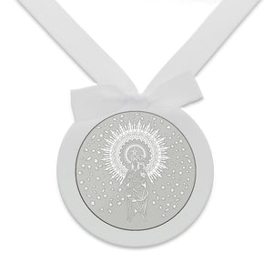 MEDALLA CUNA PLATA 925MM REDONDA VIRGEN DEL PILAR