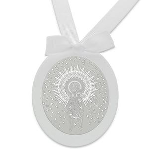 MEDALLA CUNA PLATA 925MM OVALADA VIRGEN DEL PILAR
