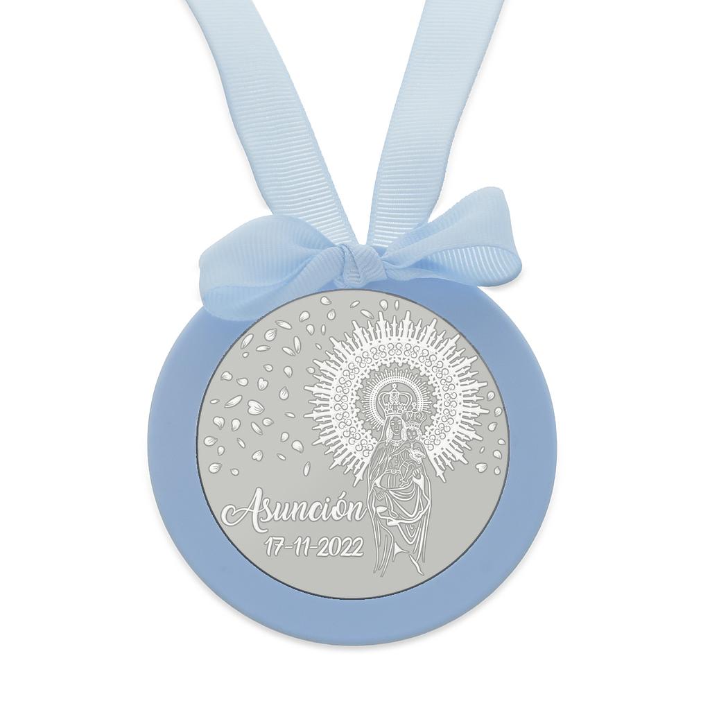 MEDALLA CUNA PLATA 925MM REDONDA VIRGEN DEL PILAR