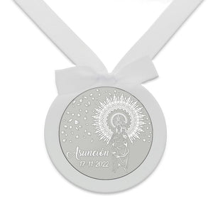 MEDALLA CUNA PLATA 925MM REDONDA VIRGEN DEL PILAR