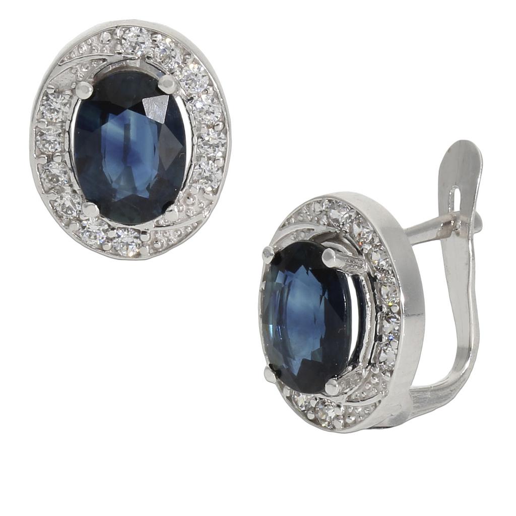 PENDIENTES ORO BLANCO 18KL ZAFIROS FINOS
