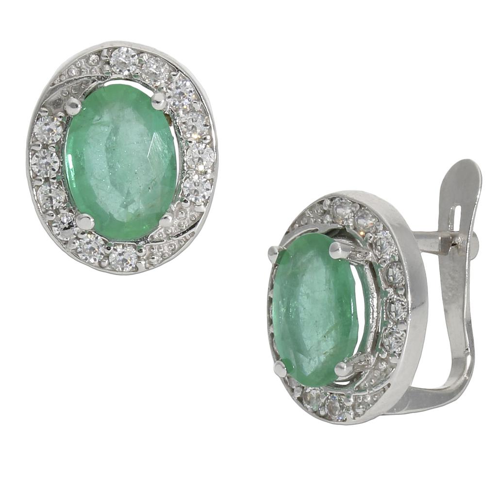 PENDIENTES ORO BLANCO 18KL ESMERALDAS FINAS