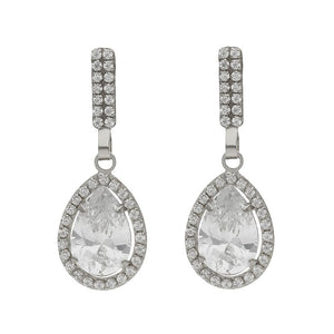 PENDIENTES ORO BLANCO 18KL CIRCONITAS - 9x25MM