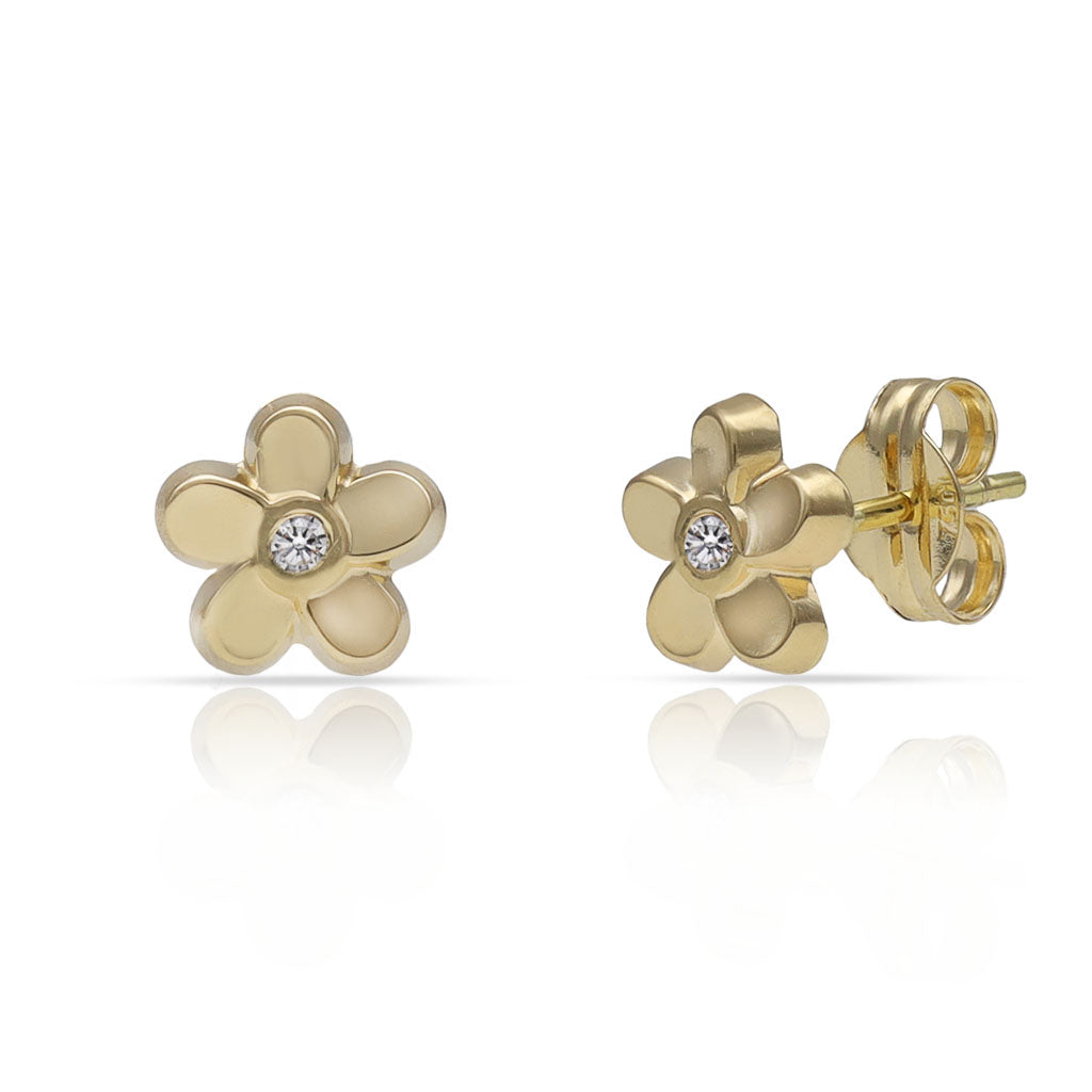 PENDIENTES ORO FLOR CIRCONITAS - 6MM
