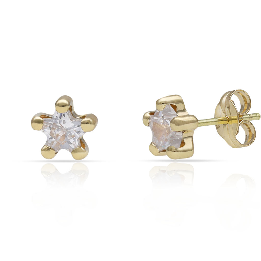 PENDIENTES ORO ESTRELLA CIRCONITAS - 6MM