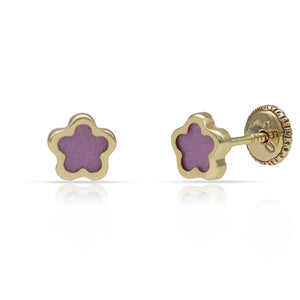 PENDIENTES ORO FLOR LILA - 6MM