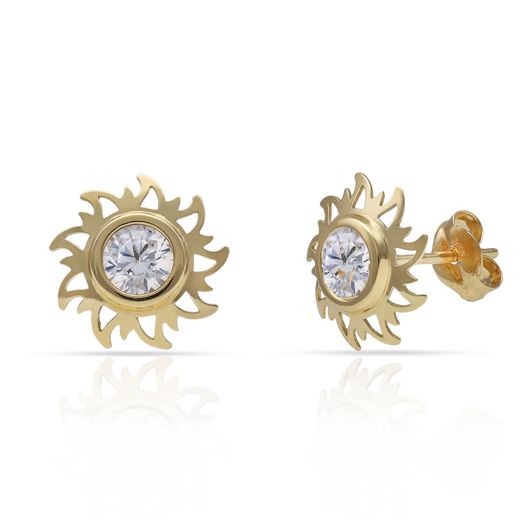 PENDIENTES ORO 18KL SOL CIRCONITAS - 10MM