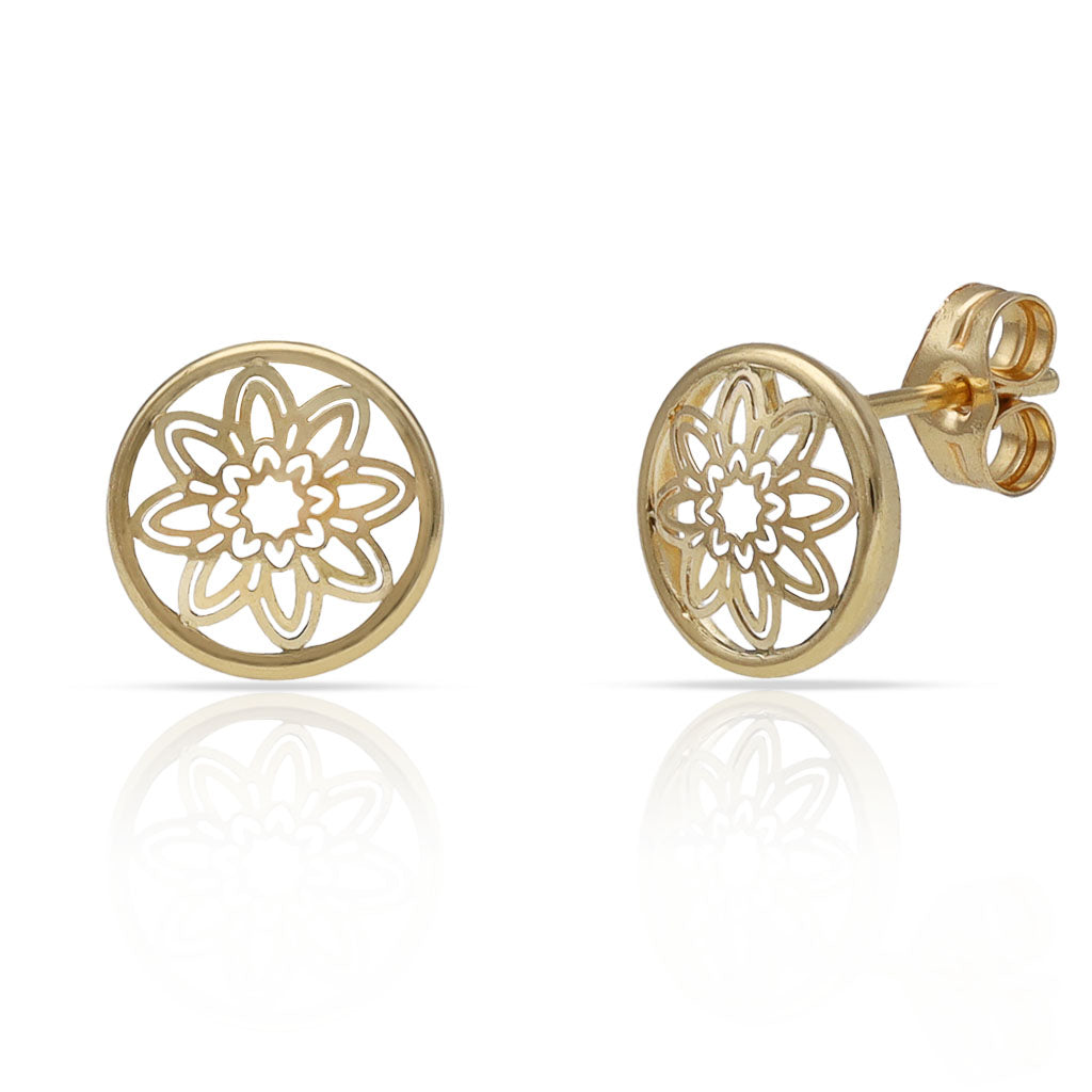 PENDIENTES ORO 18KL FLOR CALADA - 8.50MM