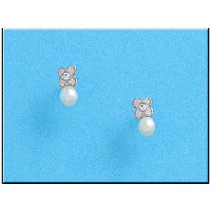 PENDIENTES ORO BLANCO 18KL FLOR