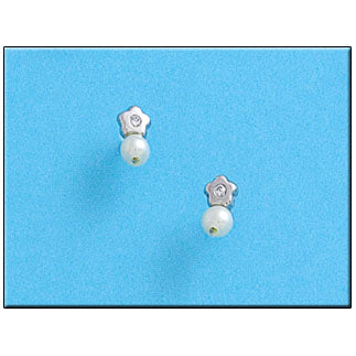 PENDIENTES ORO BLANCO 18KL FLOR