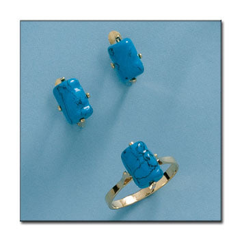 PENDIENTES ORO 18KL TURQUESA SINTETICA