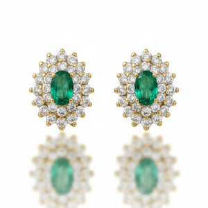 PENDIENTES ORO18KL CIRCONITAS + ESMERALDA FINA