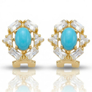 PENDIENTES ORO 18KL TURQUESAS SINTETICAS