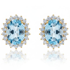 PENDIENTES ORO 18KL CIRCONITAS + PIEDRA COLOR