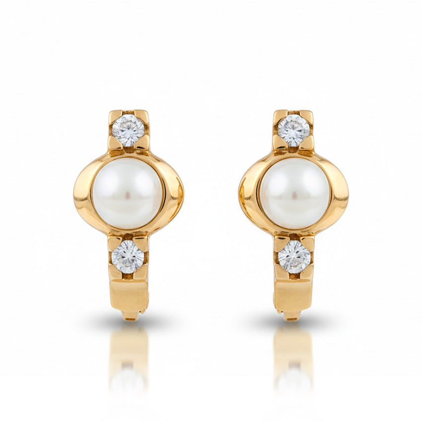 PENDIENTES ORO 18KL P. CULTIVADAS + CIRCONITAS