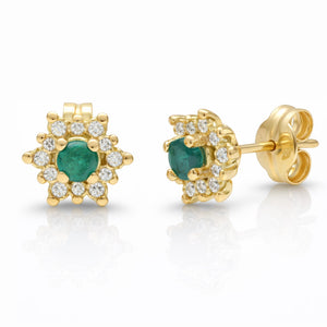 PENDIENTES ORO 18KL ESMERALDAS FINAS + CIRCONITAS