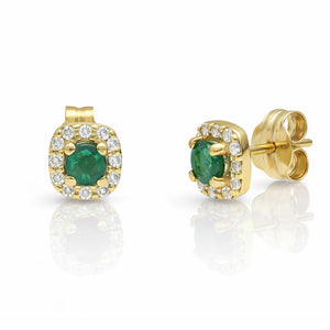 PENDIENTES ORO 18KL ESMERALDAS FINAS + CIRCONITAS