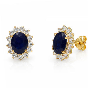 PENDIENTES ORO 18KL ZAFIROS FINOS + CIRCONITAS