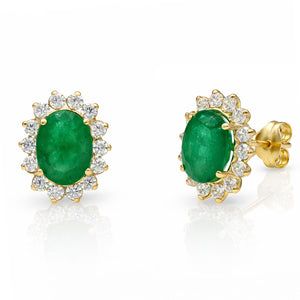 PENDIENTES ORO 18KL ESMERALDAS FINAS + CIRCONITAS