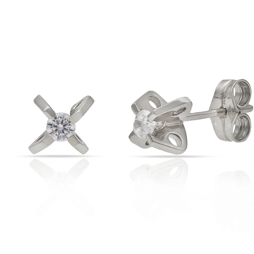 PENDIENTES ORO BLANCO 18KL CIRCONITAS