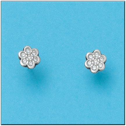 PENDIENTES ORO BLANCO 18KL FLOR