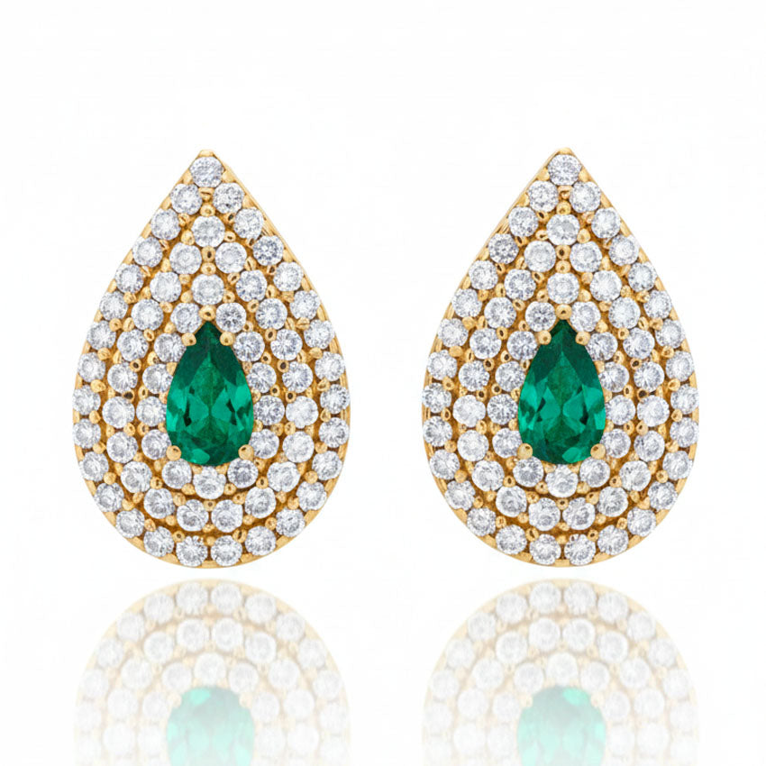 PENDIENTES ORO 18K CRISOPAL Y CIRCONITAS