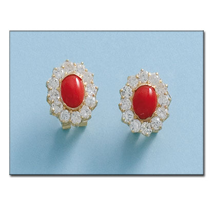 PENDIENTES ORO 18KL CORAL SINTETICO