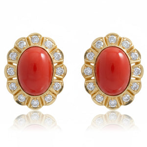 PENDIENTES ORO 18KL CORAL SINTETICO