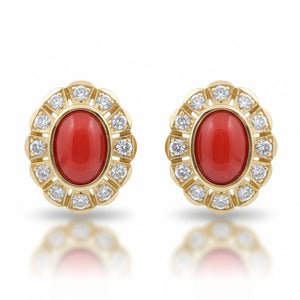 PENDIENTES ORO 18KL CORAL SINTETICO