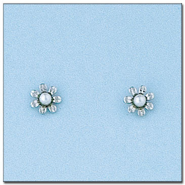 PENDIENTES ORO BLANCO 18KL FLOR