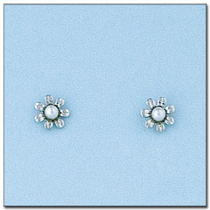 PENDIENTES ORO BLANCO 18KL FLOR