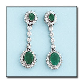 PENDIENTES ORO BLANCO 18KL ESMERALDAS