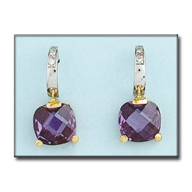 PENDIENTES ORO 18KL BICOLOR AMATISTA