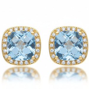 PENDIENTES ORO 18KL CIRCONITAS + PIEDRA COLOR