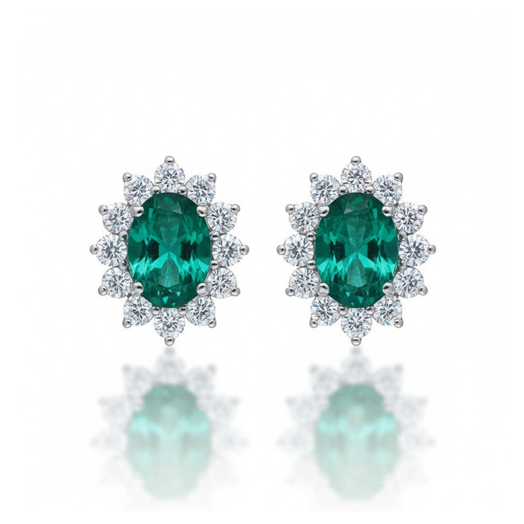 PENDIENTES ORO BLANCO 18KL ESMERALDAS