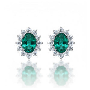 PENDIENTES ORO BLANCO 18KL ESMERALDAS