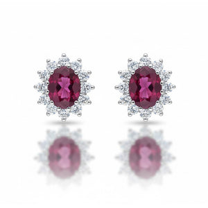 PENDIENTES ORO BLANCO 18KL RUBIES FINOS