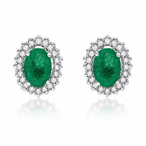 PENDIENTES ORO BLANCO 18KL ESMERALDAS