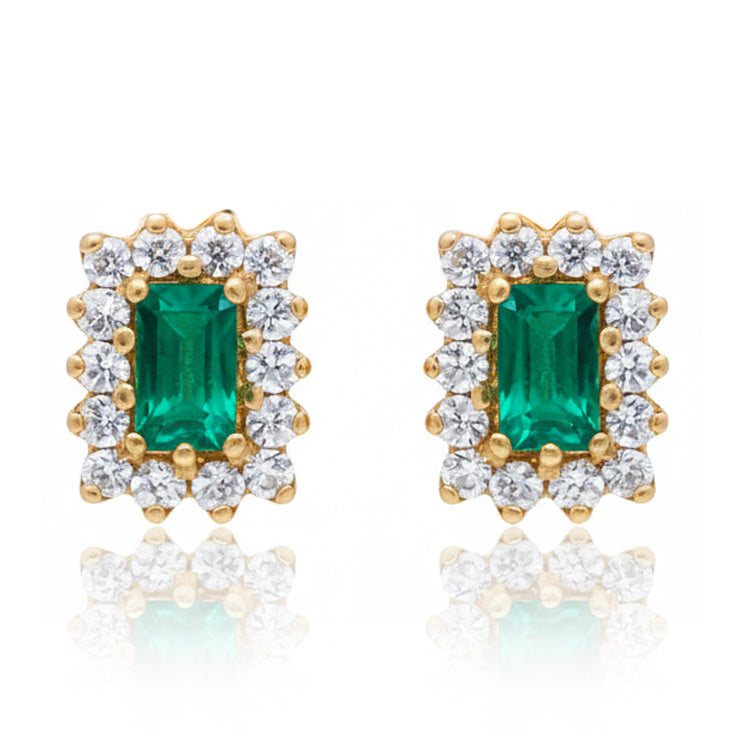 PENDIENTES ORO 18KL ESMERALDA FINA
