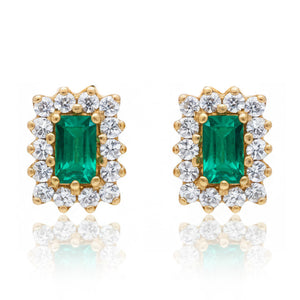 PENDIENTES ORO 18KL ESMERALDA FINA
