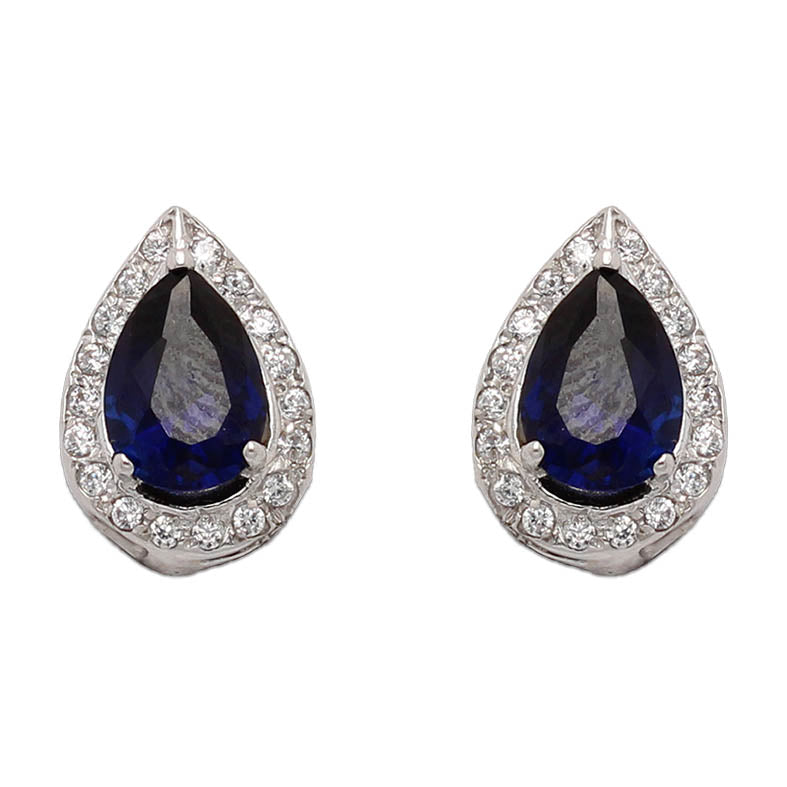 PENDIENTES ORO BLANCO 18KL CRISOPAL AZUL
