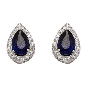 PENDIENTES ORO BLANCO 18KL CRISOPAL AZUL