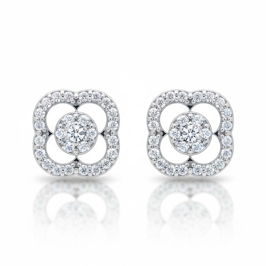 PENDIENTES ORO BLANCO 18KL CIRCONITAS
