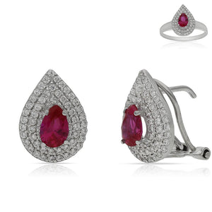 PENDIENTES ORO BLANCO 18KL CRISOPAL ROJO