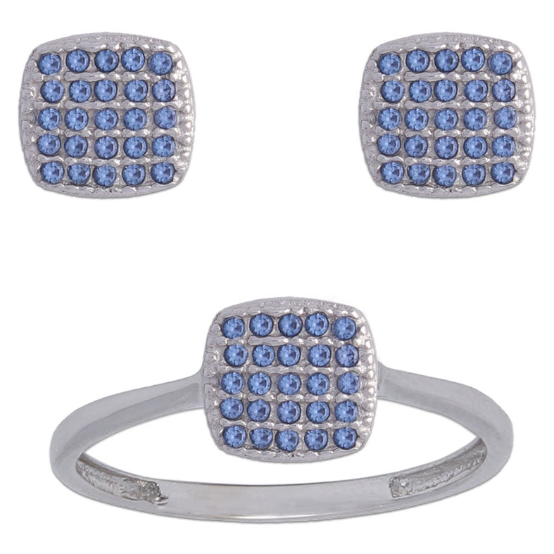 PENDIENTES ORO BLANCO 18KL COLOR AZUL