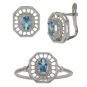 PENDIENTES ORO BLANCO 18KL AZUL