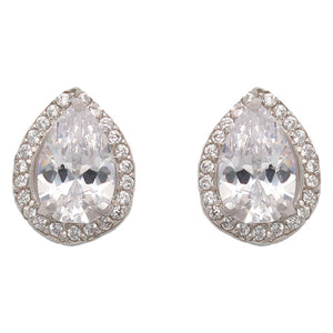 PENDIENTES ORO BLANCO 18KL LAGRIMA