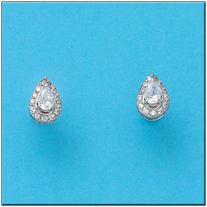 PENDIENTES ORO BLANCO 18KL LAGRIMA
